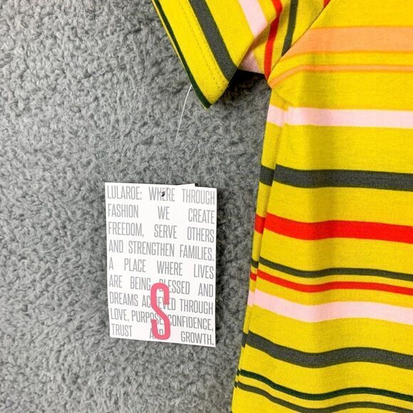 Lularoe Classic T Shirt Womens Small NEW Yellow Stripe Outdoor High Low Hem NWT - Picture 7 of 10